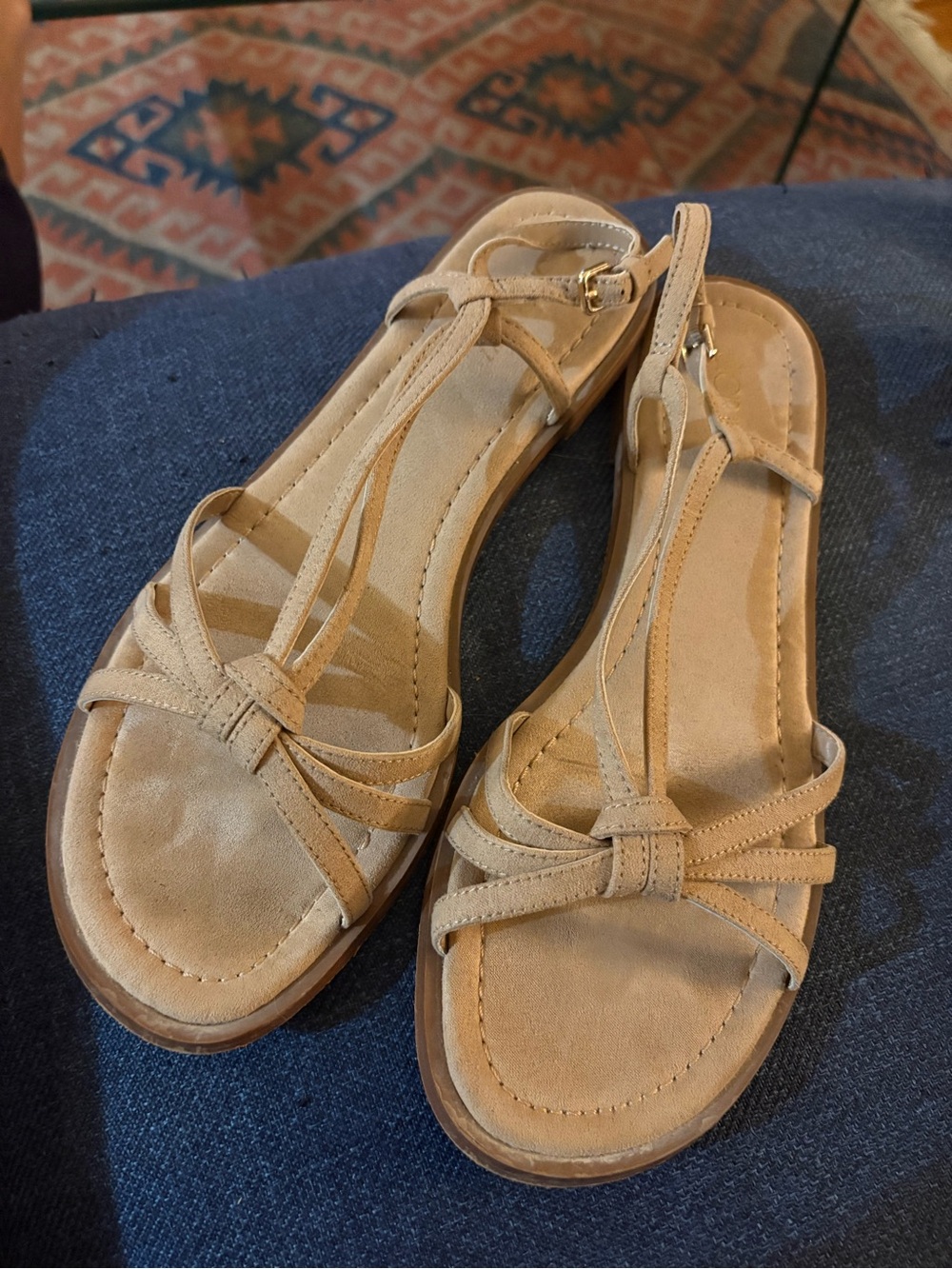J. Crew Beige Tan Strappy T-strap Sandals